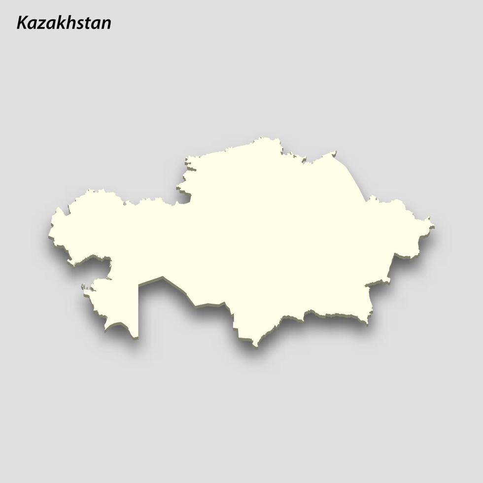 3d isométrica mapa de Kazajstán aislado con sombra vector