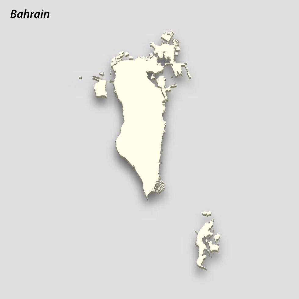 3d isométrica mapa de bahrein aislado con sombra vector