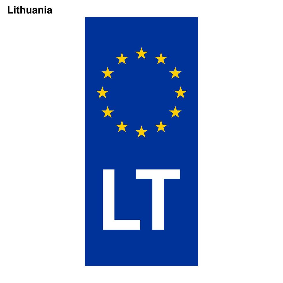 UE país identificador azul banda en licencia platos Lituania vector