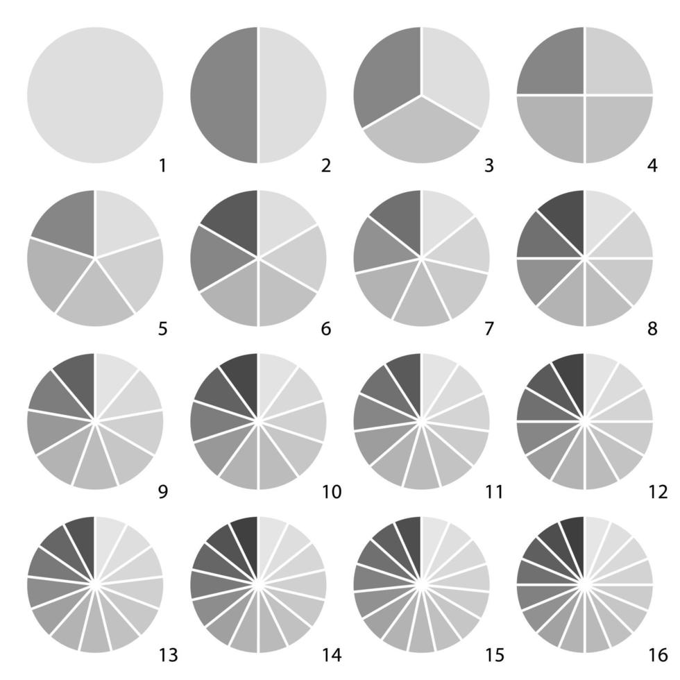 Set of round graphic pie charts icons. vector