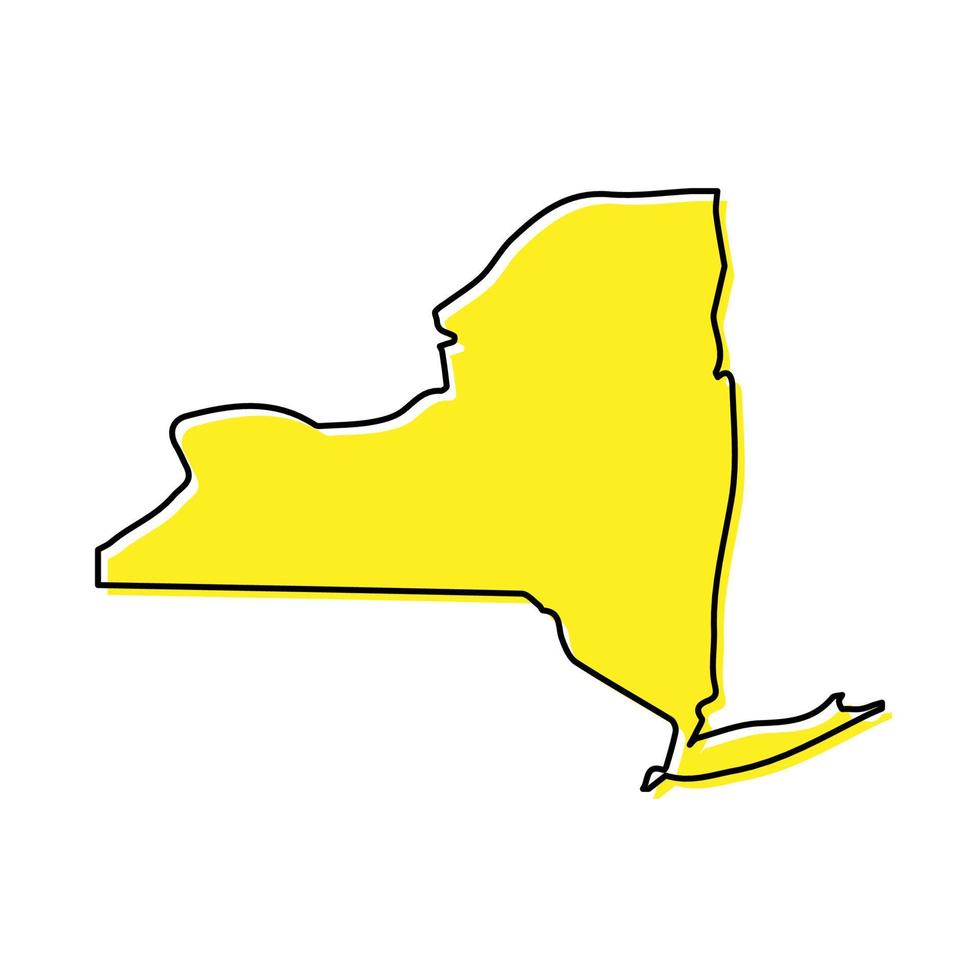 Simple outline map of New York is a state of United States. Styl vector