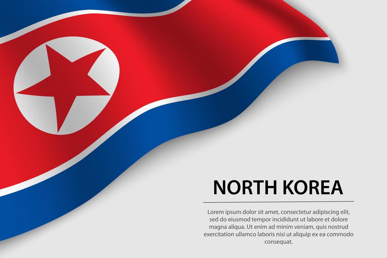 Wave flag of North Korea on white background. Banner or ribbon v vector