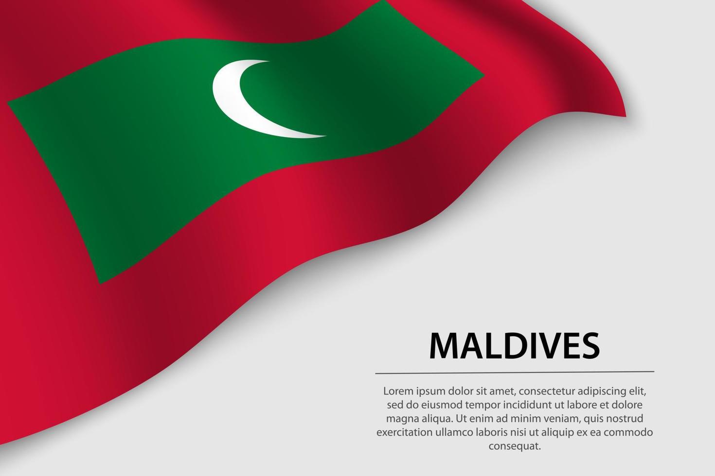 ola bandera de Maldivas en blanco antecedentes. bandera o cinta vect vector