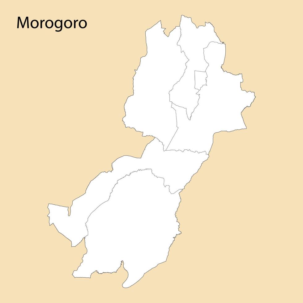 alto calidad mapa de morogoro es un región de Tanzania vector