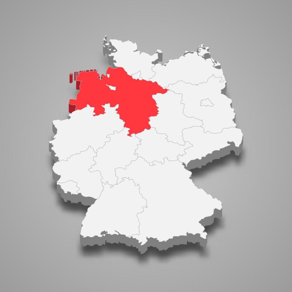 state location within Germany 3d map Template for your design vector