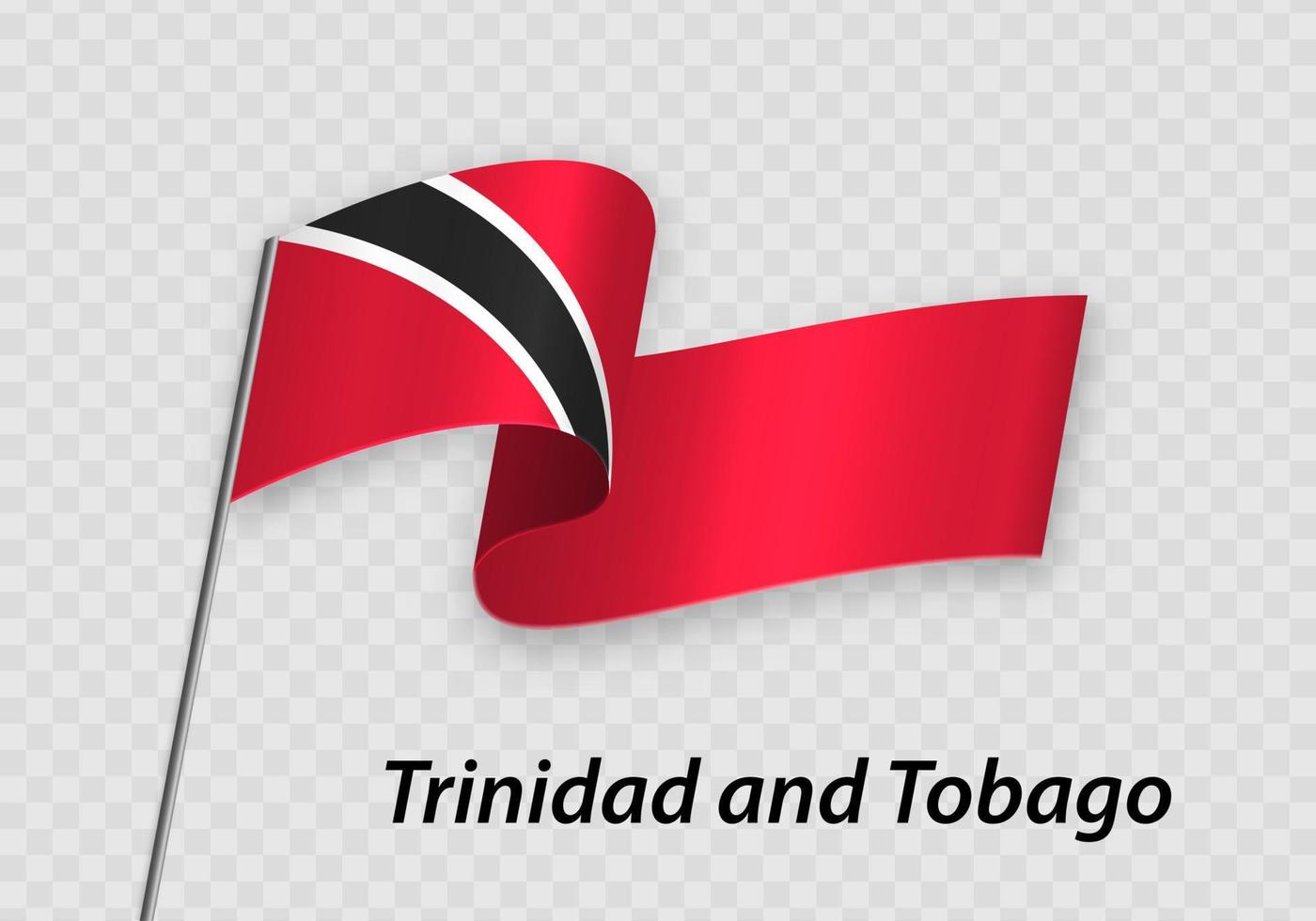 Waving flag of Trinidad and Tobago on flagpole. vector