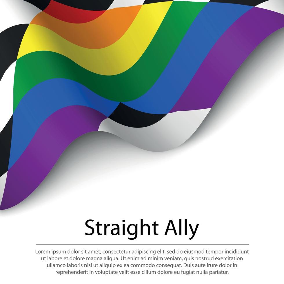 Waving flag of Straight Ally on white background vector