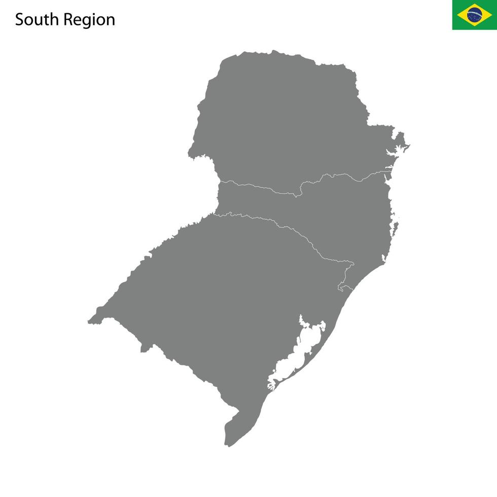 alto calidad mapa sur región de Brasil, con fronteras vector