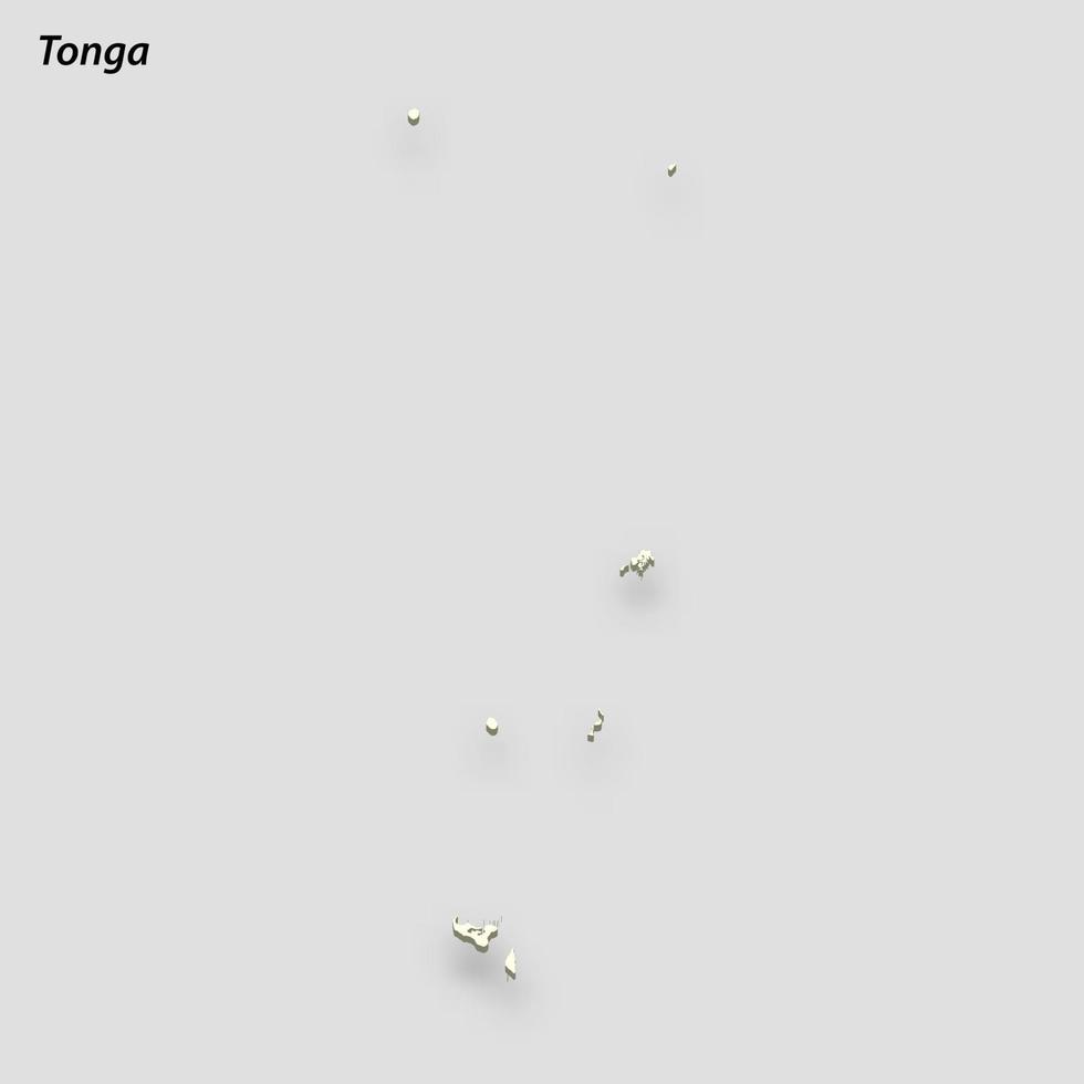 3d isometric map of Tonga isolated with shadow vector