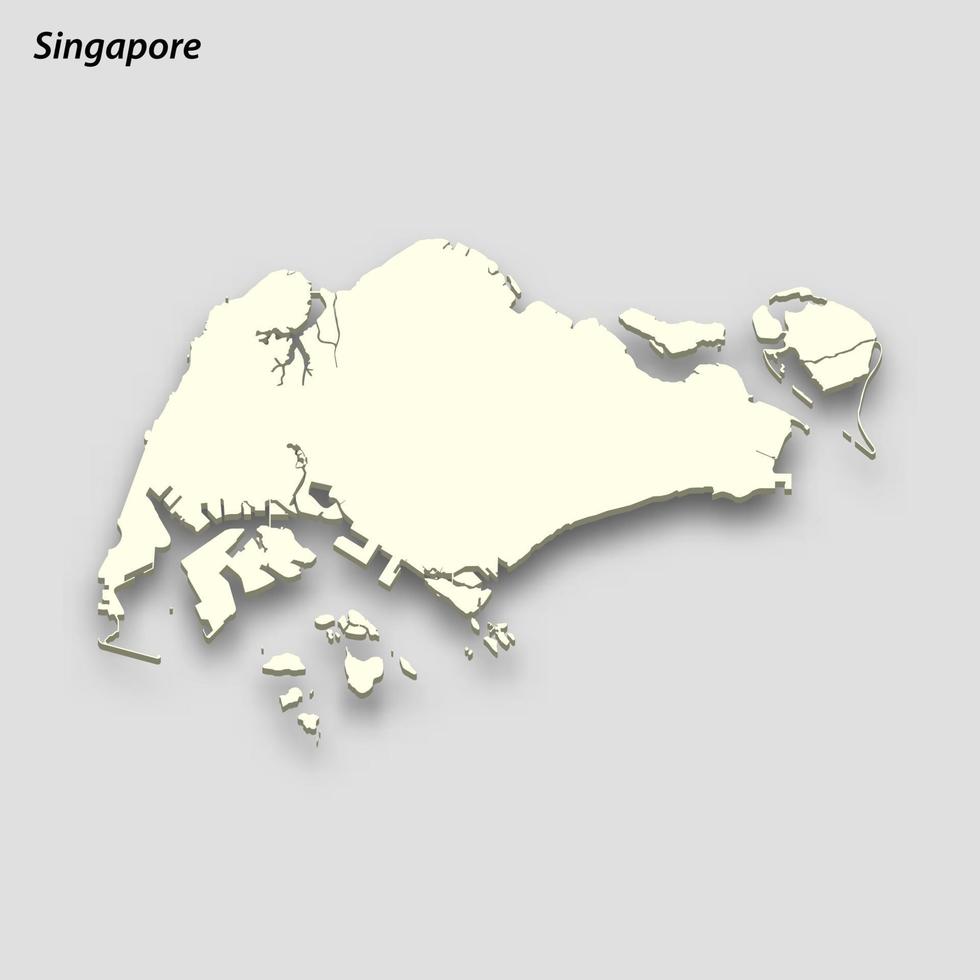 3d isometric map of Singapore isolated with shadow vector