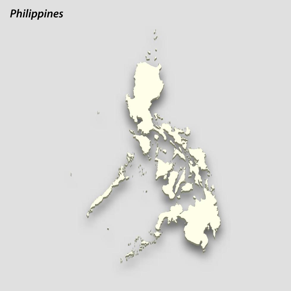 3d isometric map of Philippines isolated with shadow vector