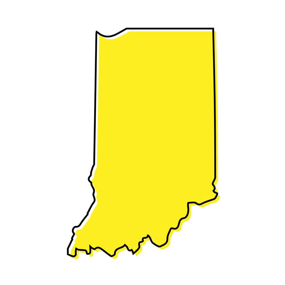 Simple outline map of Indiana is a state of United States. Styli vector