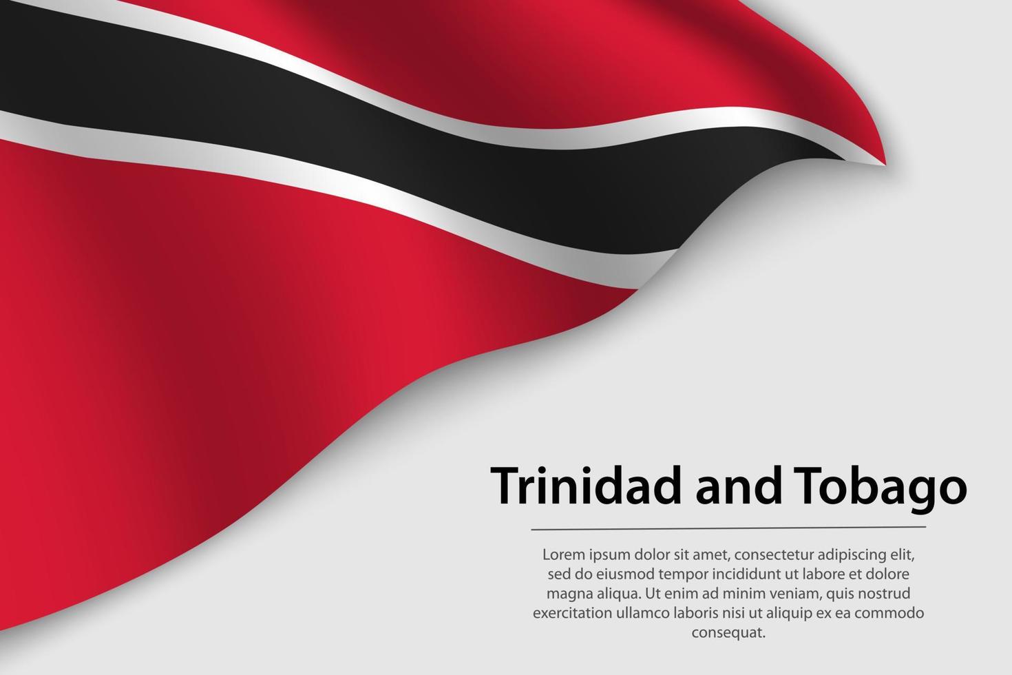 Wave flag of Trinidad and Tobago on white background. Banner or vector