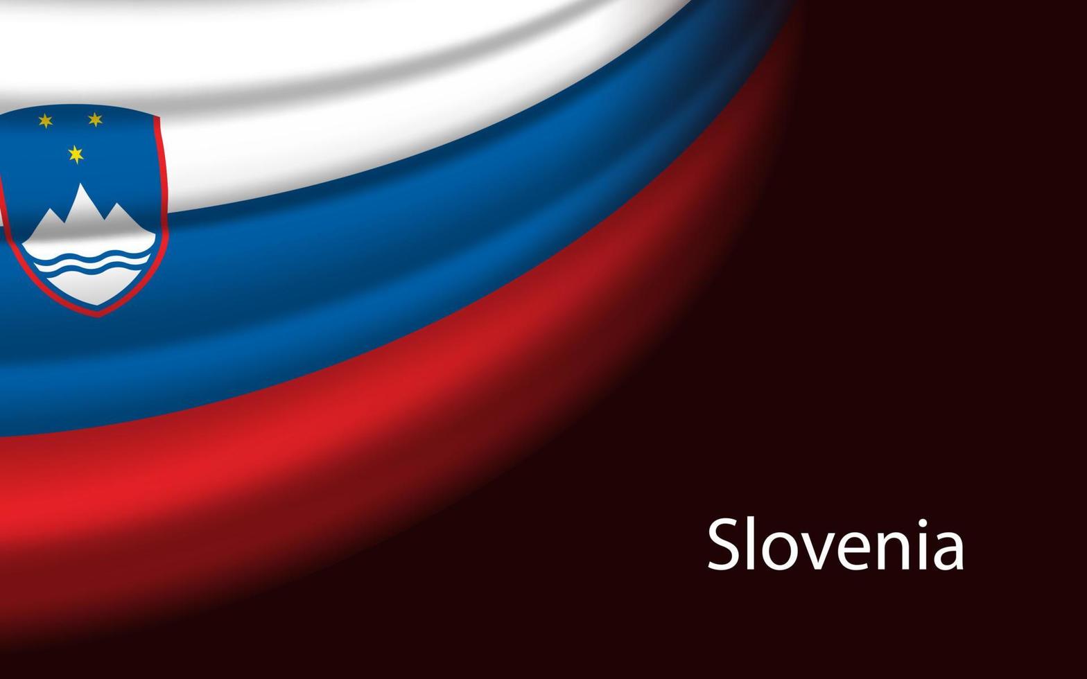 Wave flag of Slovenia on dark background. vector