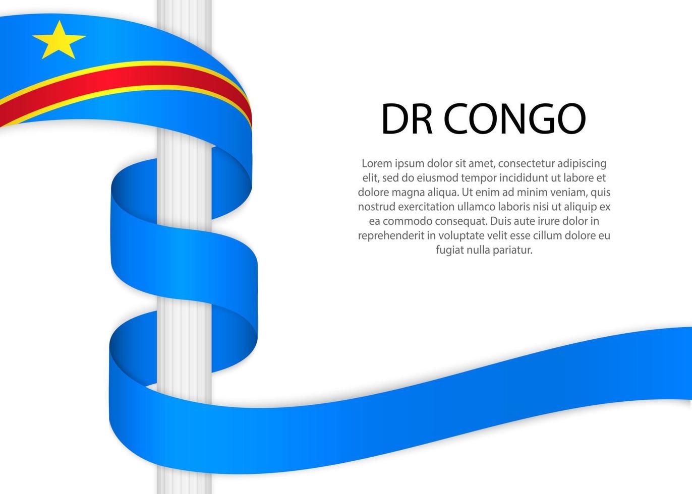 Waving ribbon on pole with flag of DR Congo. Template for indepe vector