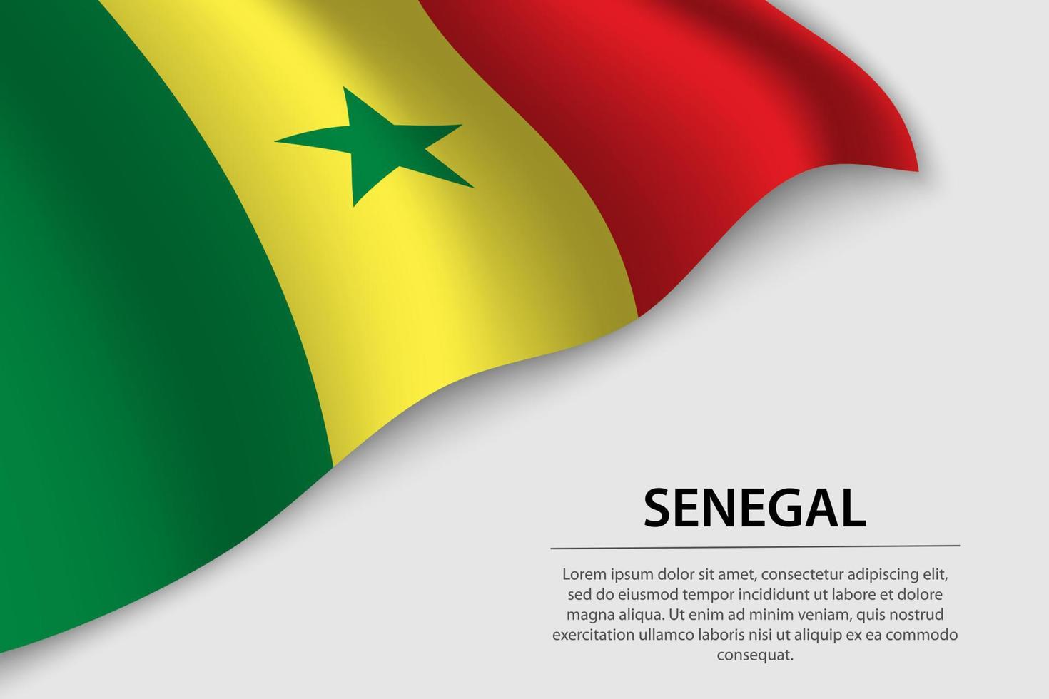 ola bandera de Senegal en blanco antecedentes. bandera o cinta vecto vector