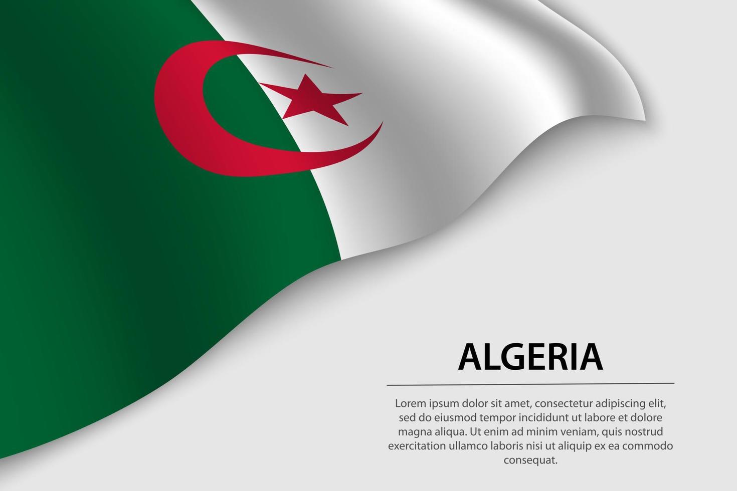 ola bandera de Argelia en blanco antecedentes. bandera o cinta vecto vector