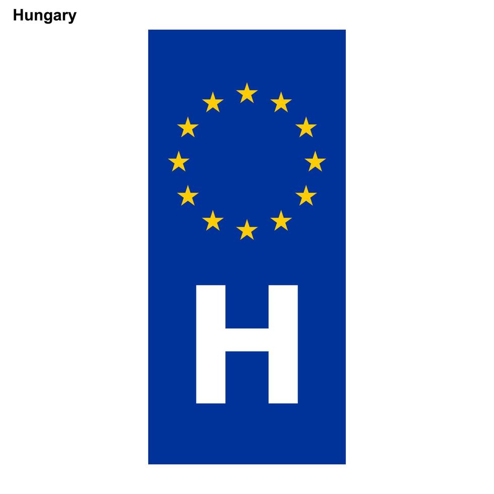 EU country identifier. blue band on license plates Hungary vector