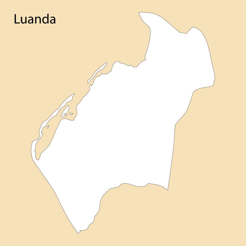 alto calidad mapa de luanda es un región de angola vector