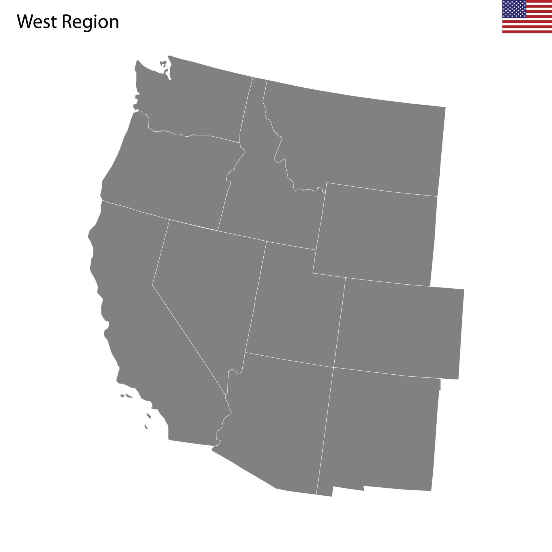 High Quality Map Of West Region Of United States Of America With High Quality Map Of West Region Of United States Of America With Vector