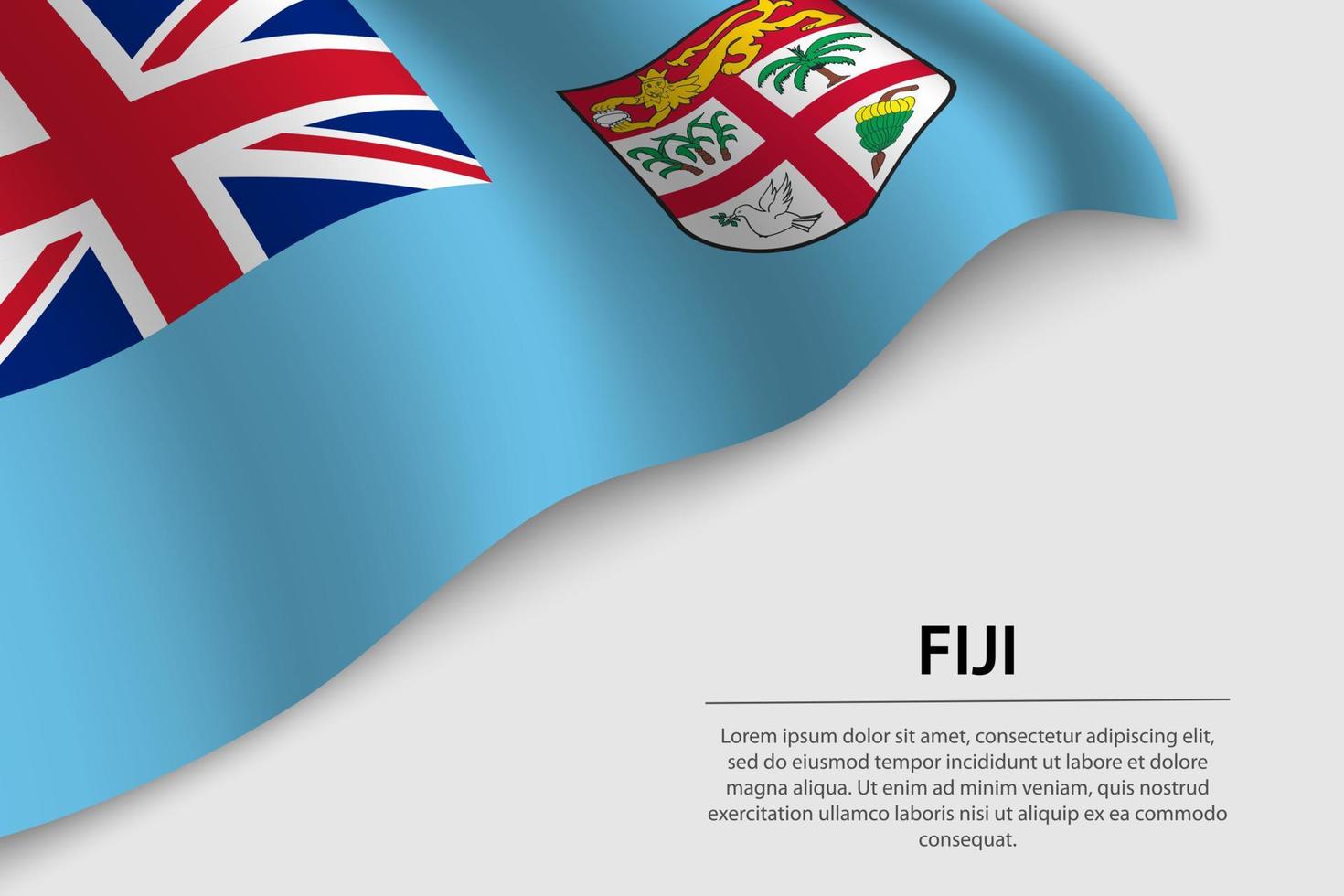 Wave flag of Fiji on white background. Banner or ribbon vector t