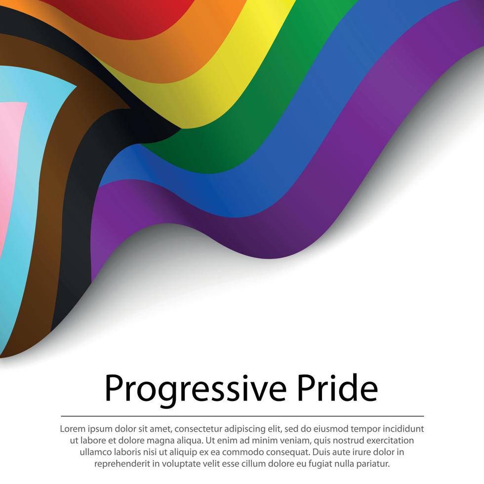 Waving flag of Progressive pride on white background. vector