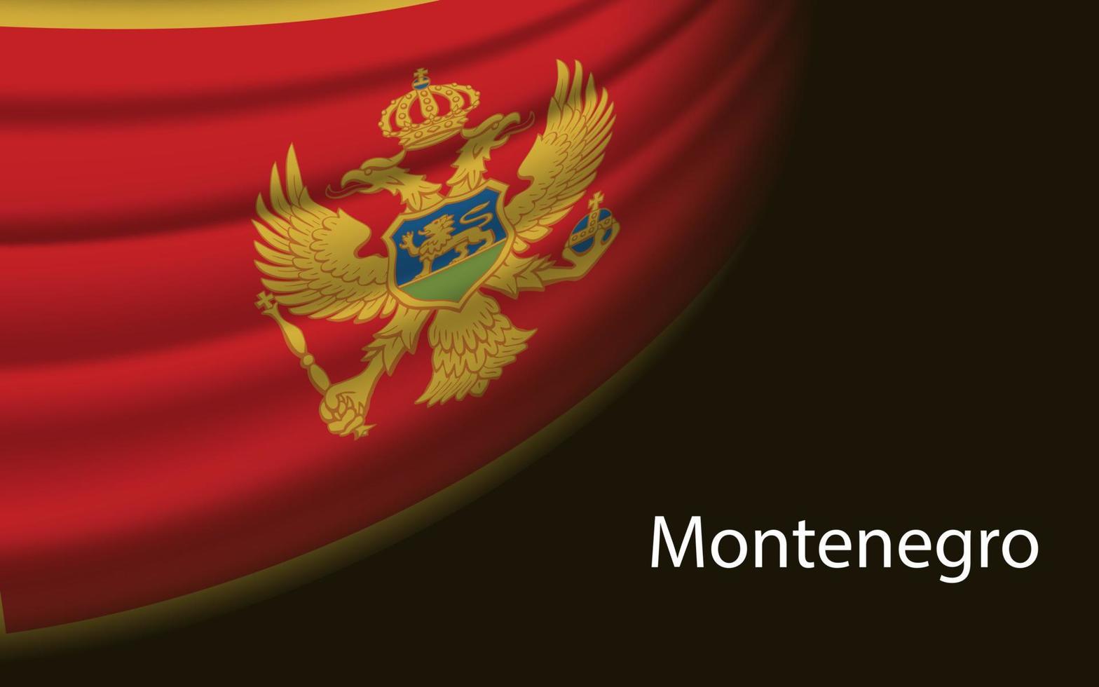 Wave flag of Montenegro on dark background. vector