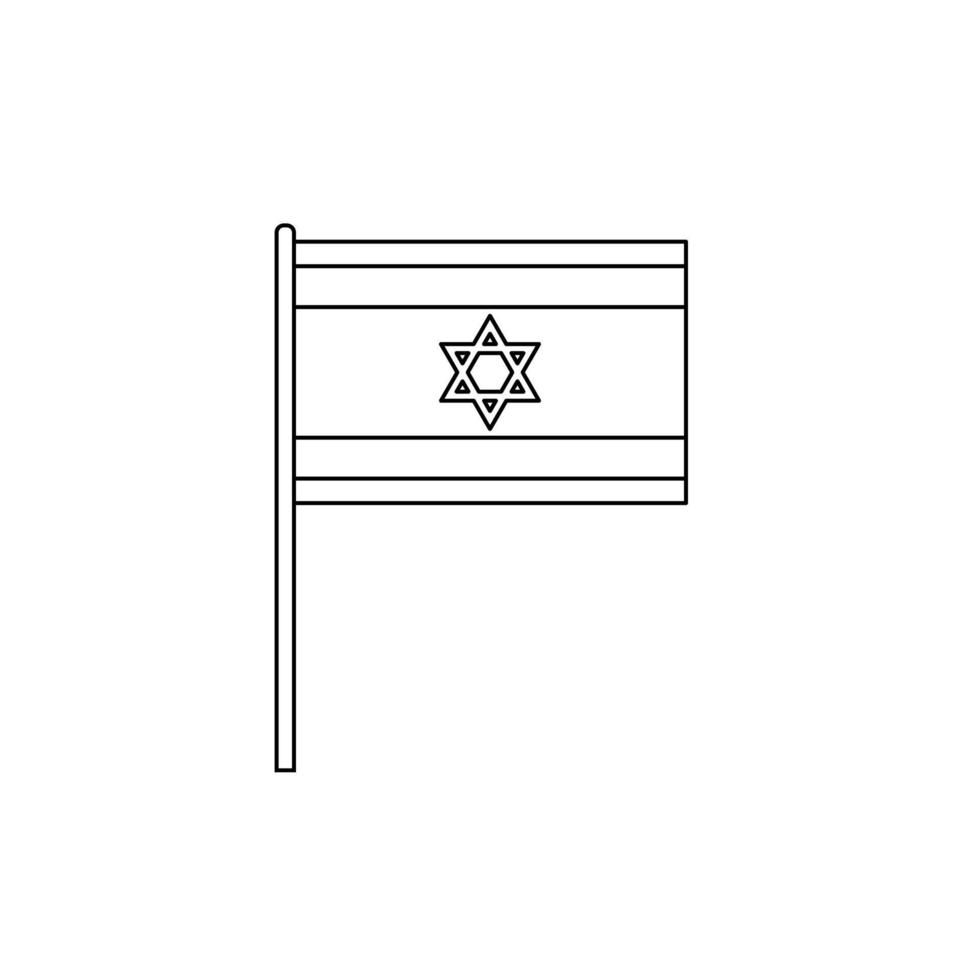 Black outline flag on of Israel. Thin line icon vector