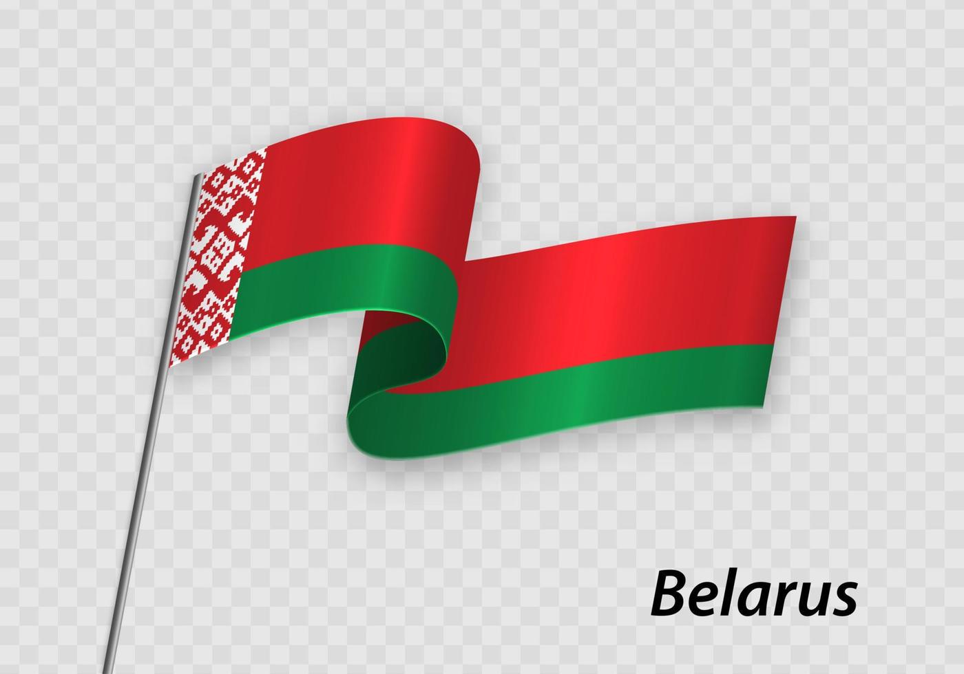 Waving flag of Belarus on flagpole. Template for independence day vector