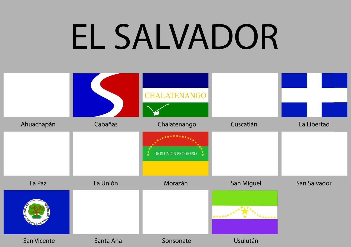 todas banderas de departamentos de el el Salvador. vector