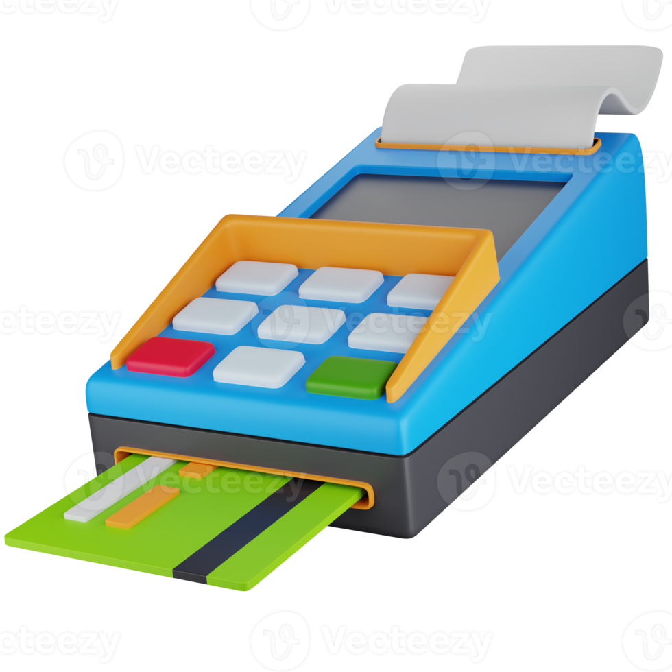 3d icône illustration pos machine avec crédit carte png