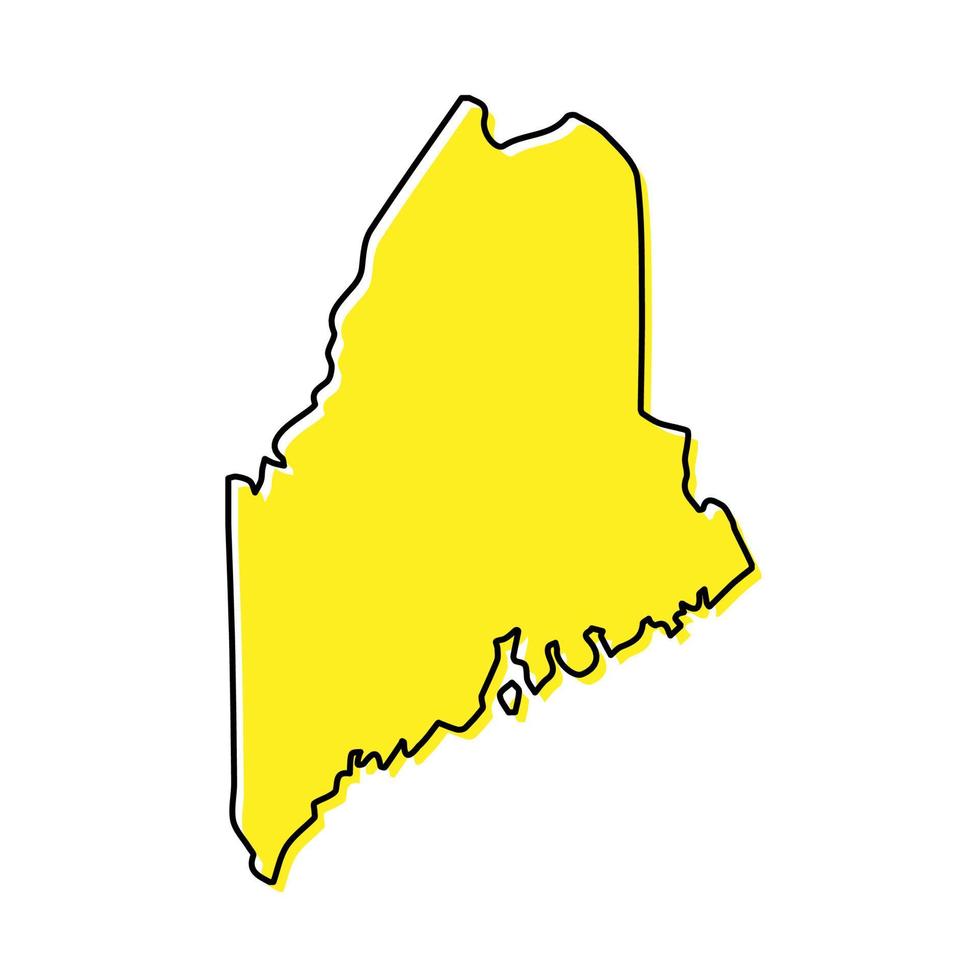 Simple outline map of Maine is a state of United States. Stylize vector