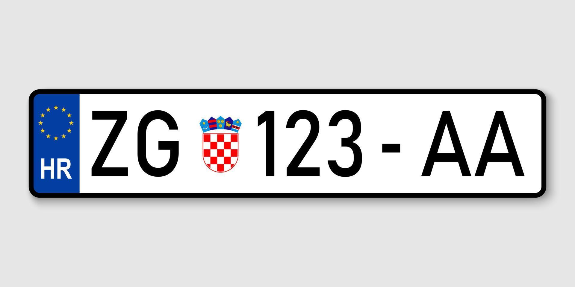 Vehicle registration plates Croatia vector