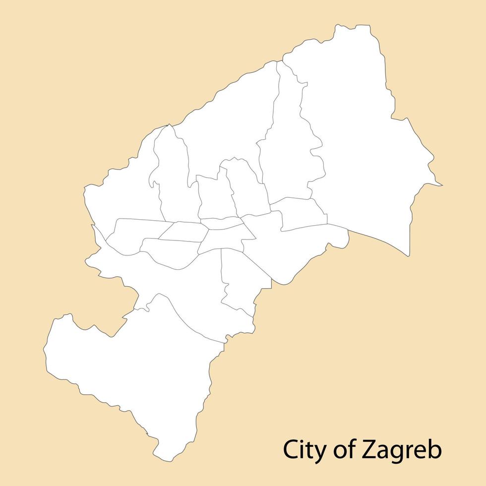 High Quality map of City of Zagreb is a region of Croatia vector