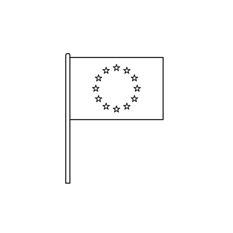 Black outline flag on of European Union. Thin line icon vector