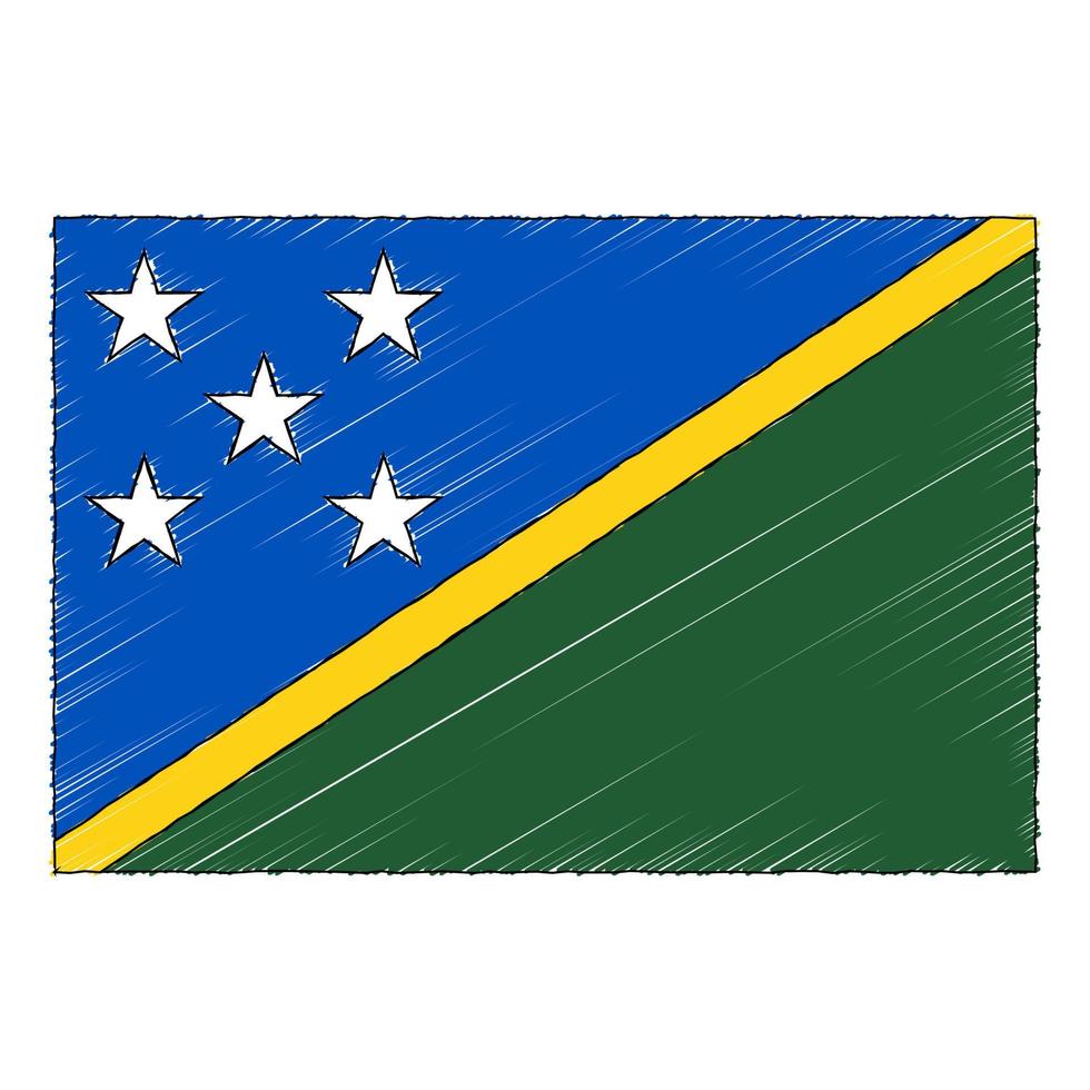 Hand drawn sketch flag of Solomon Islands. doodle style icon vector