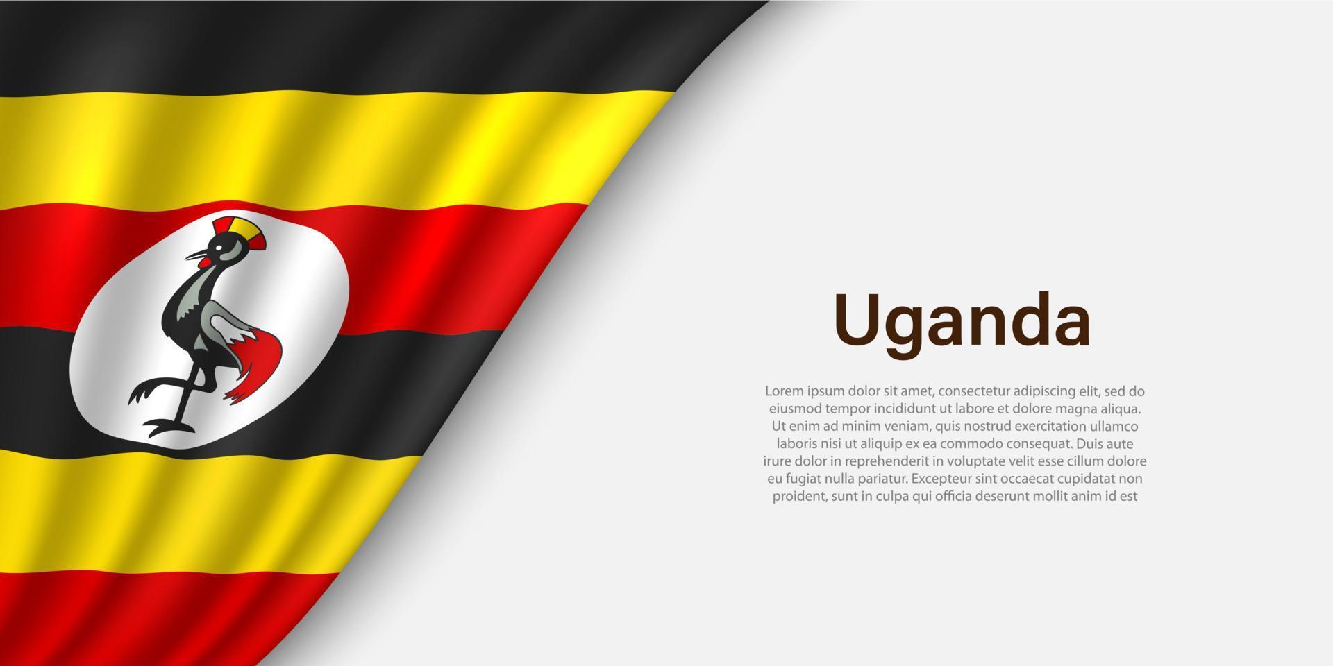 Wave flag of Uganda on white background. vector