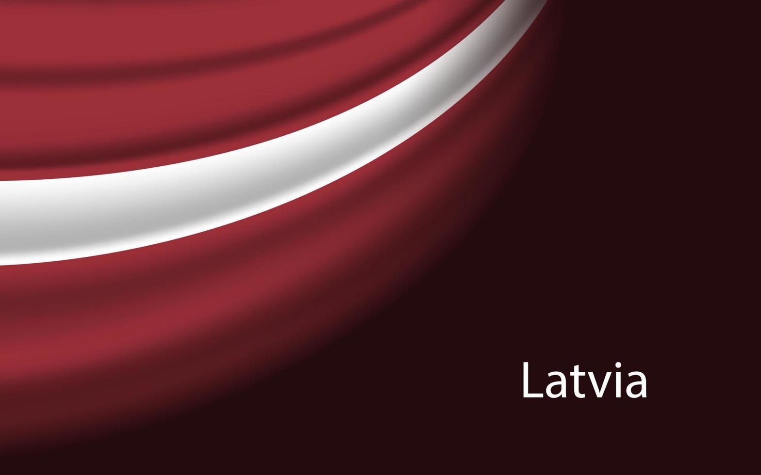 Wave flag of Latvia on dark background. Banner or ribbon vector