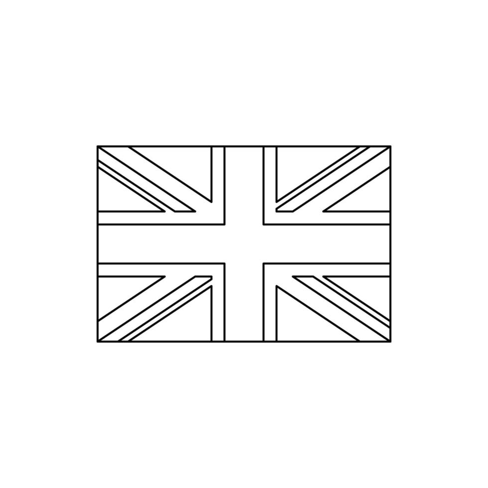 Black outline flag of United Kingdom.Thin line icon vector