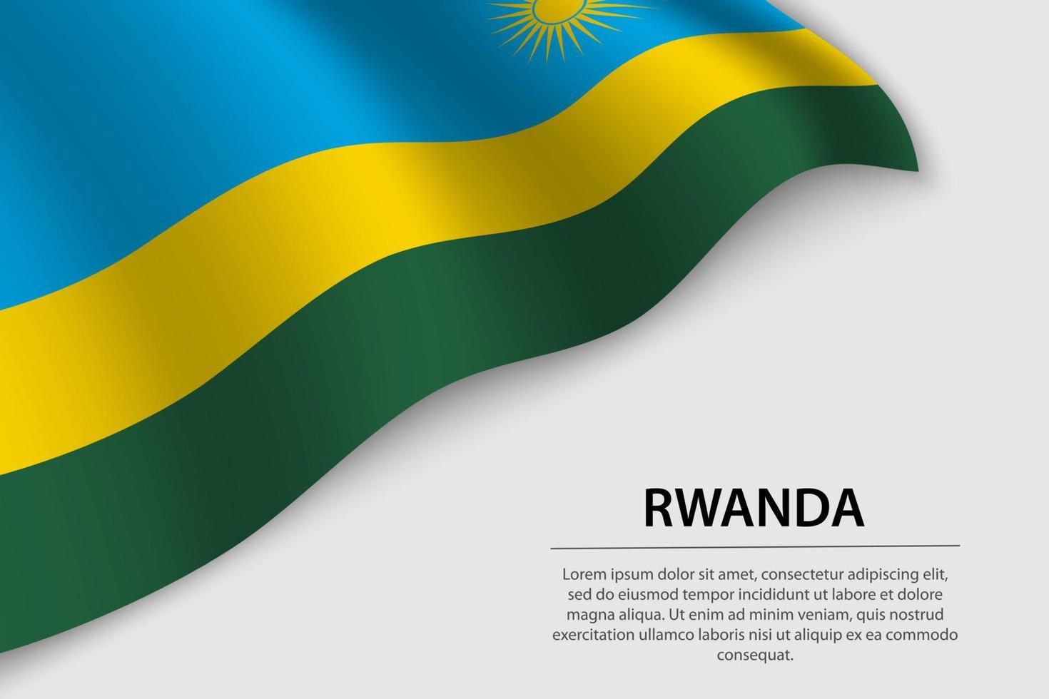Wave flag of Rwanda on white background. Banner or ribbon vector