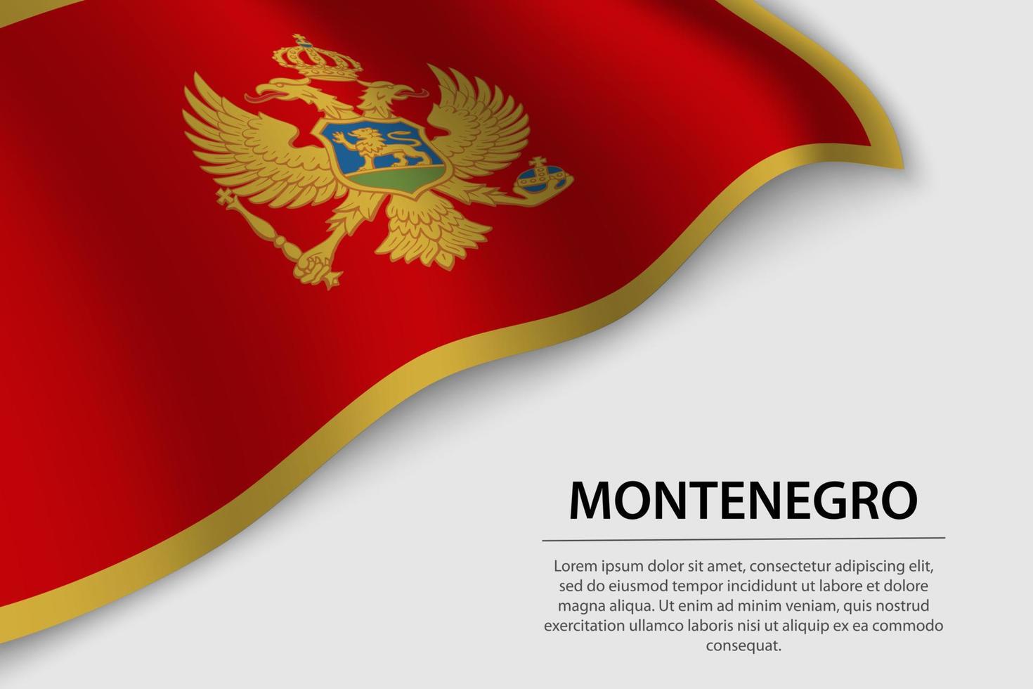 Wave flag of Montenegro on white background. Banner or ribbon ve vector