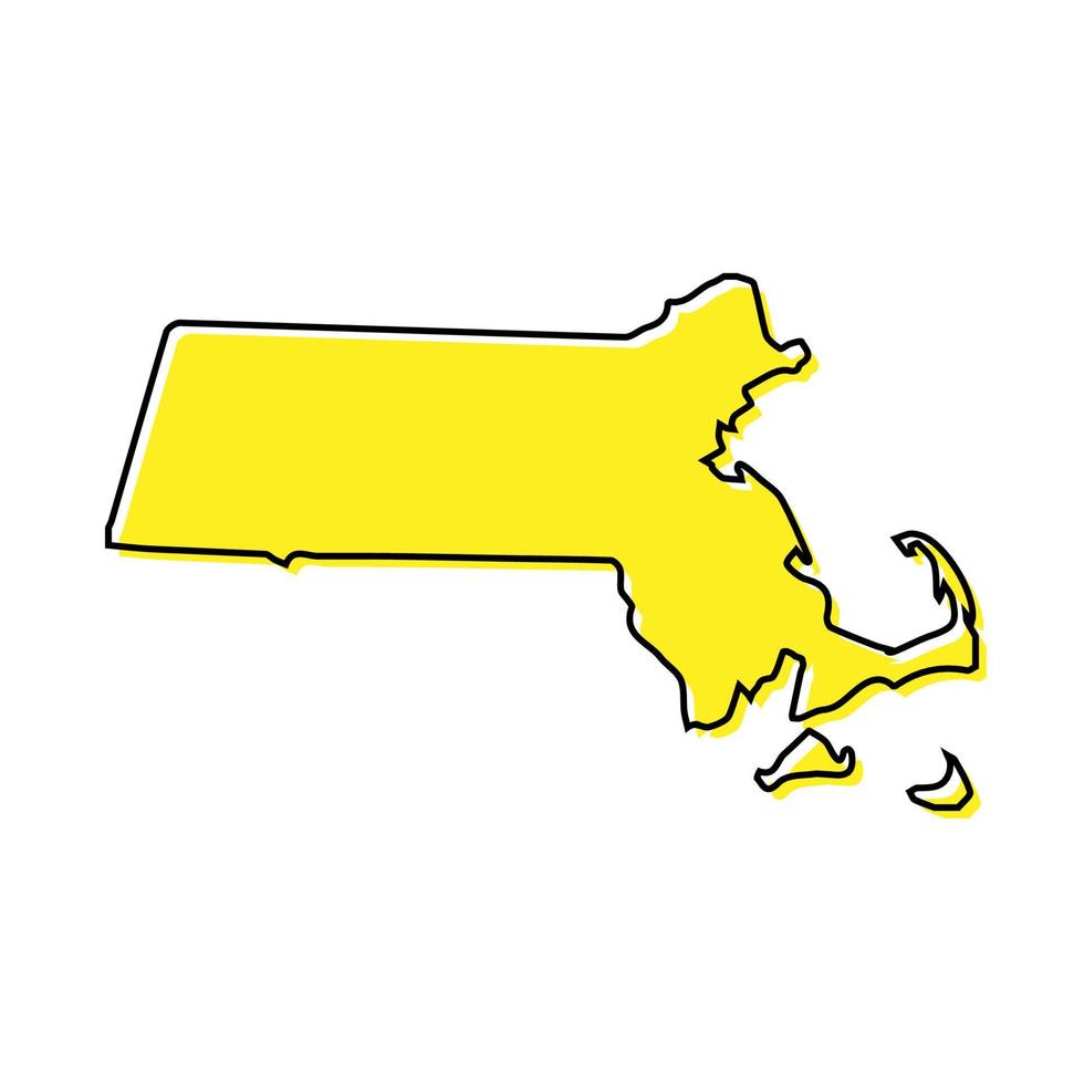 Simple outline map of Massachusetts is a state of United States. vector