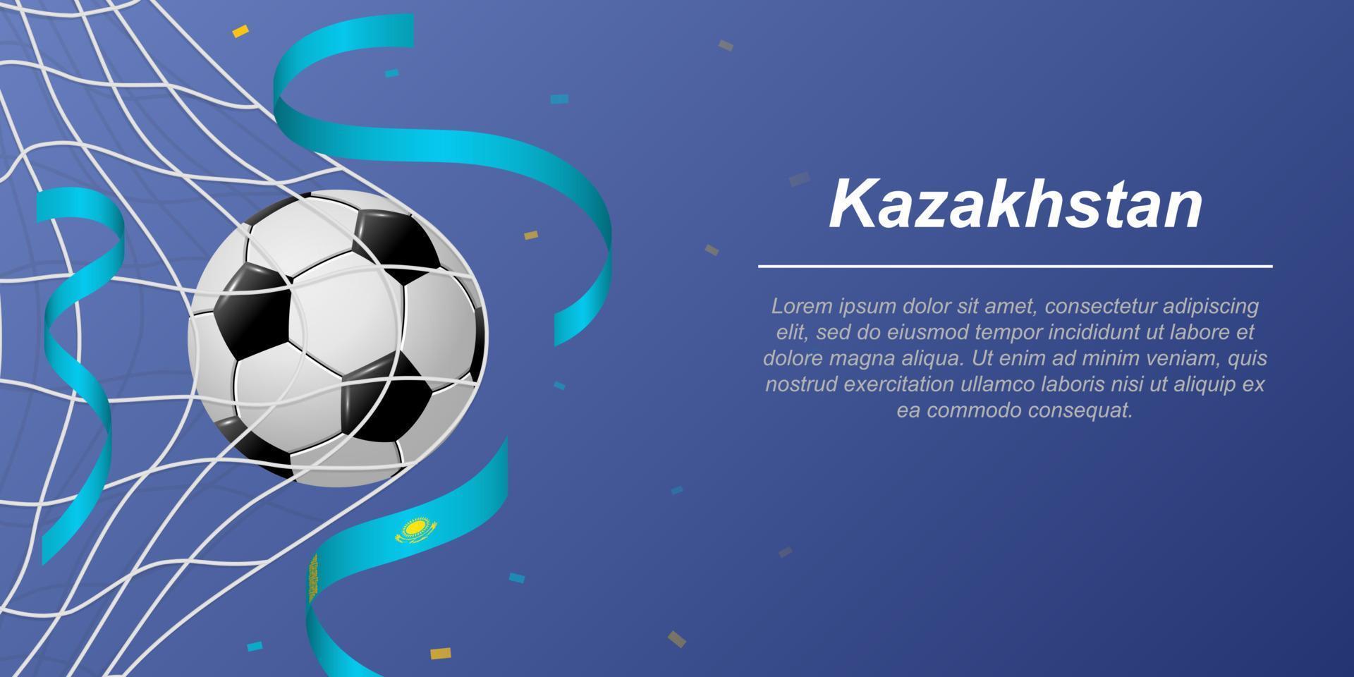 Soccer background with flying ribbons in colors of the flag of Kazakhstan vector