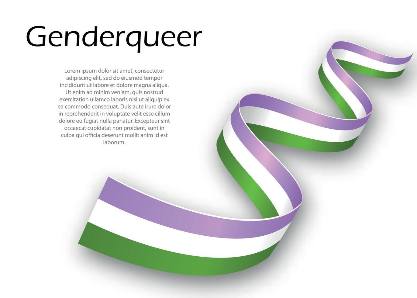 Waving ribbon or banner with Genderqueer pride flag vector