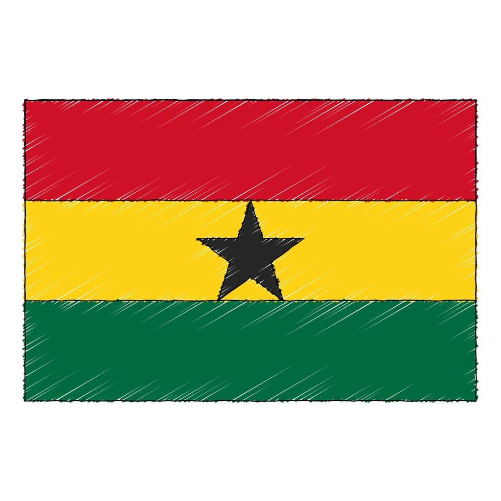 mano dibujado bosquejo bandera de Ghana. garabatear estilo icono vector