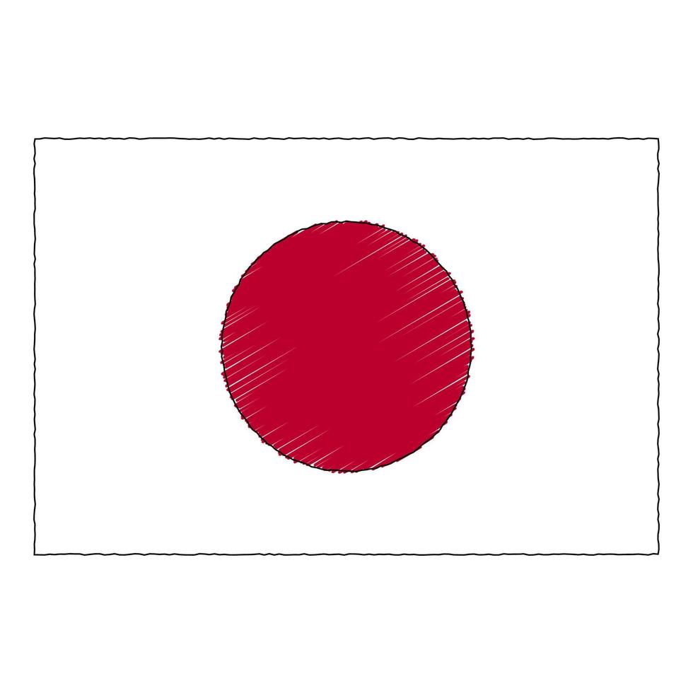 Hand drawn sketch flag of Japan. Doodle style icon vector