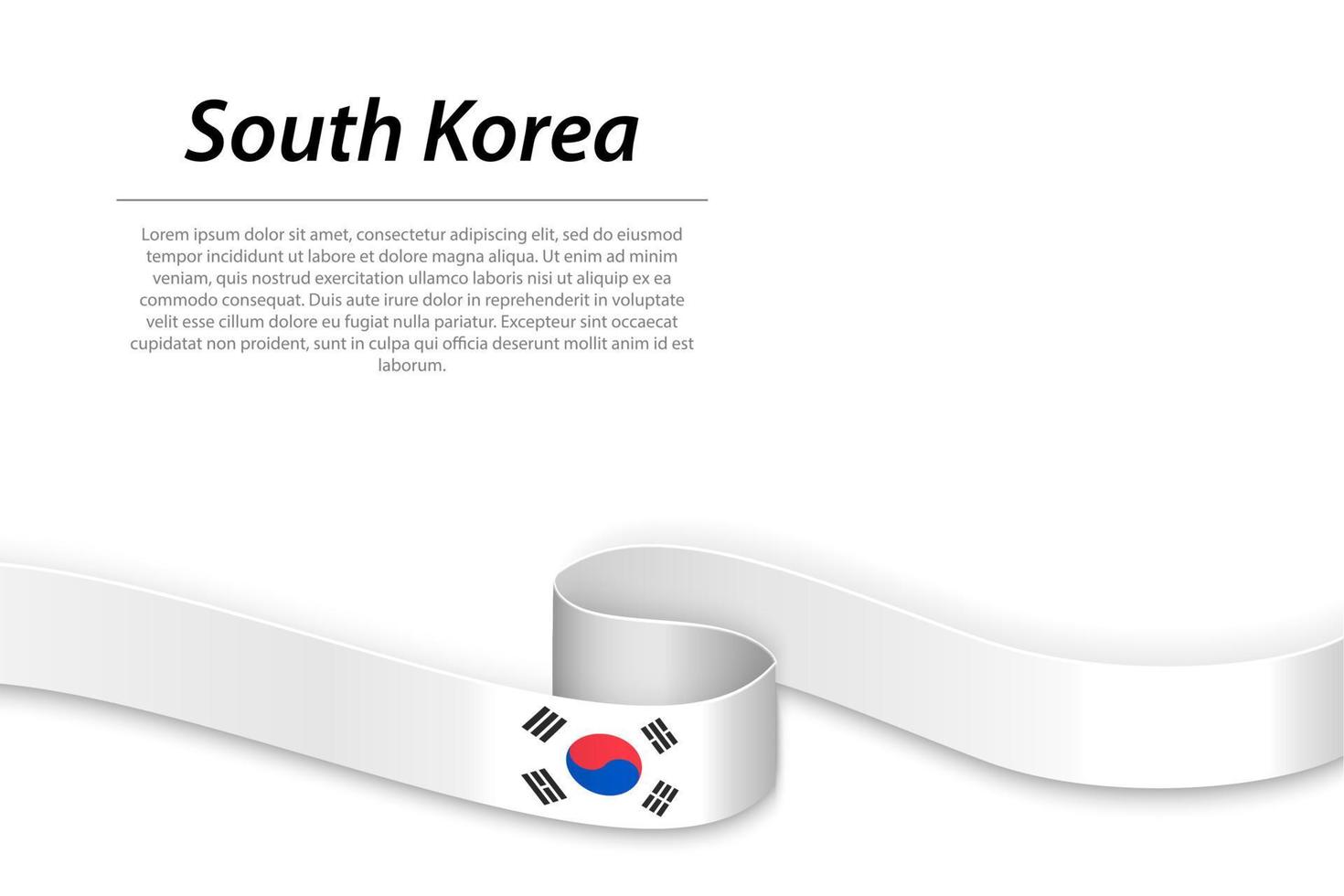 Waving ribbon or banner with flag of South Korea vector