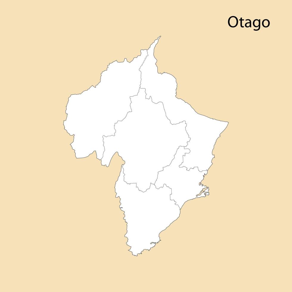 alto calidad mapa de otago es un región de nuevo Zelanda vector