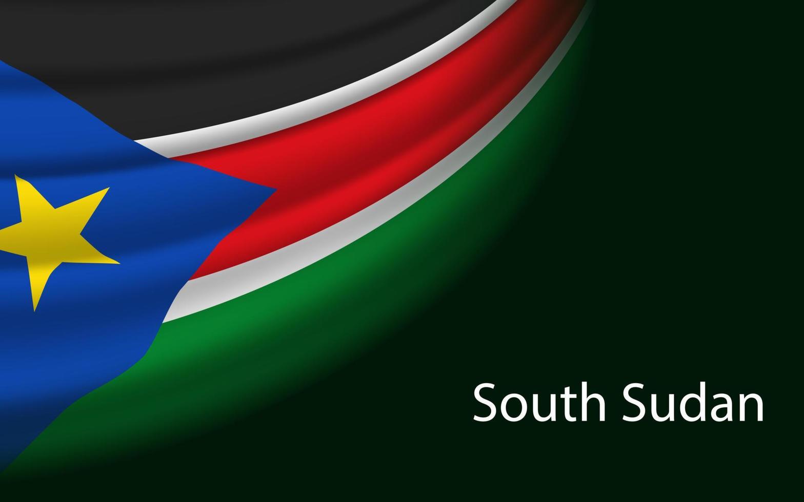 Wave flag of South Sudan on dark background. vector