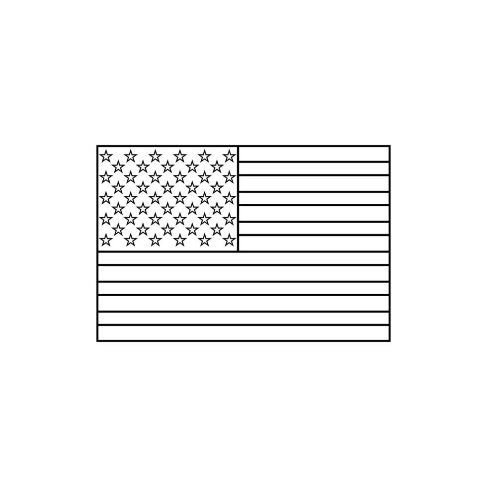 Black outline flag of United States.Thin line icon vector